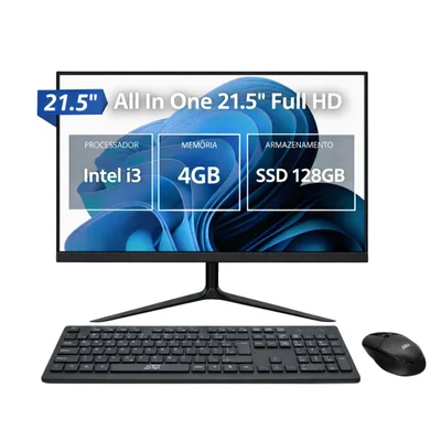 Computador All-in-one 21,5" Intel i3 2310m 4gb Ram SSD 128GB Completo Com Teclado E Mouse Sem Fio