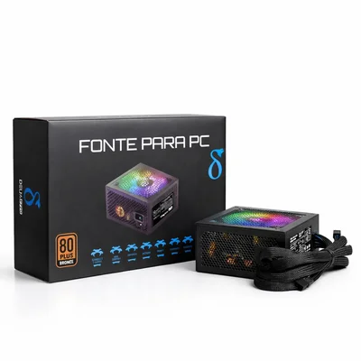 Fonte Gamer 750w Reais 80 Plus Bronze Pfc Ativo E Ventoinha RGB Bivolt