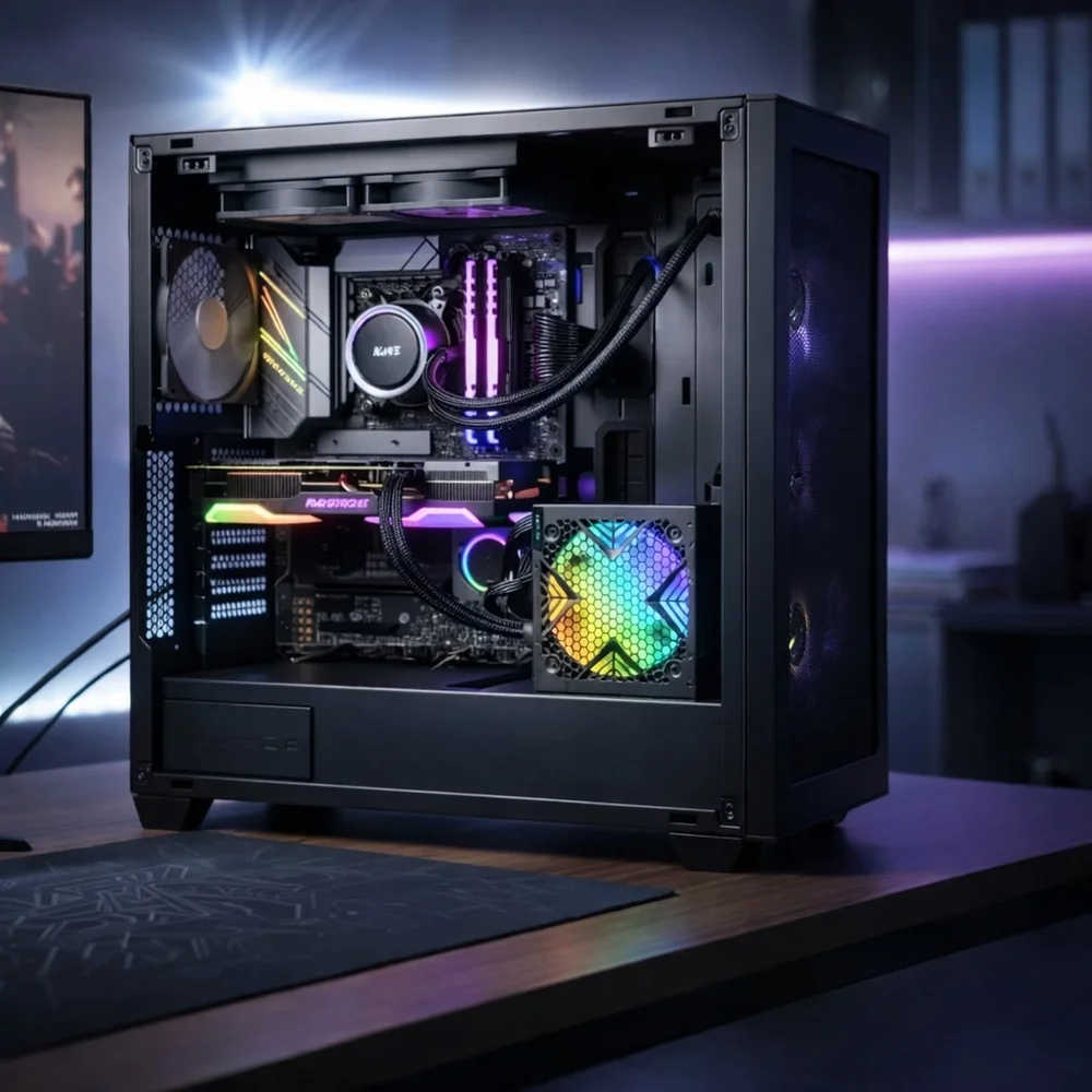 Imagem 4 de 5 do produto Fonte Gamer RGB 550w Reais 80 Plus Bronze Com Pfc Ativo E Ventoinha RGB Bivolt