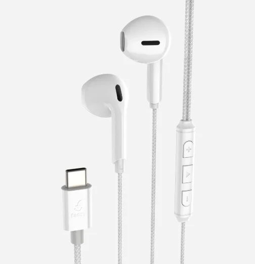 Imagem 1 de 1 do produto Fone De Ouvido Com Fio Tipo C Com Chip Dac Fancy Branco