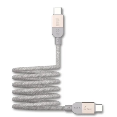 Cabo Magnético Usb-c / Usb-c – Nylon Trançado – Suprema Titanium Curl 65w