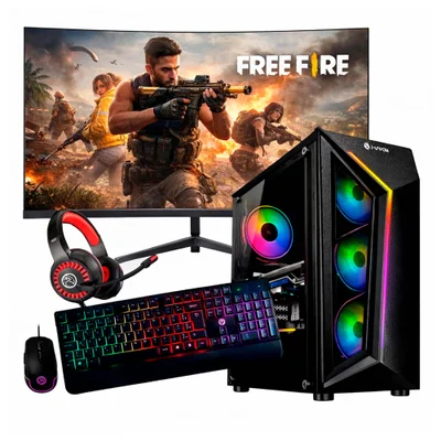 Computador Gamer Intel i7 6ª 32gb Ram Ssd 240gb GTX 1050 Monitor 23" Curvo Preto