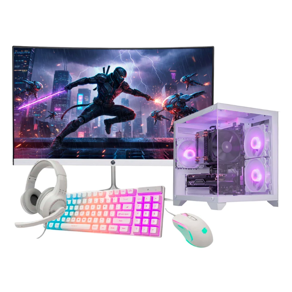 Computador PC Gamer Intel i5 10ª 32gb Ram Nvme 2tb GTX 1060 Monitor 23" Combo e Gabinete Branco