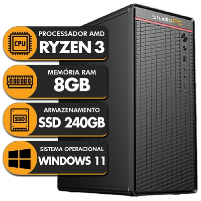 Computador PC Office Studiopc Amd Ryzen 3 3200g, 8GB Ram, SSD 240GB - 4557916