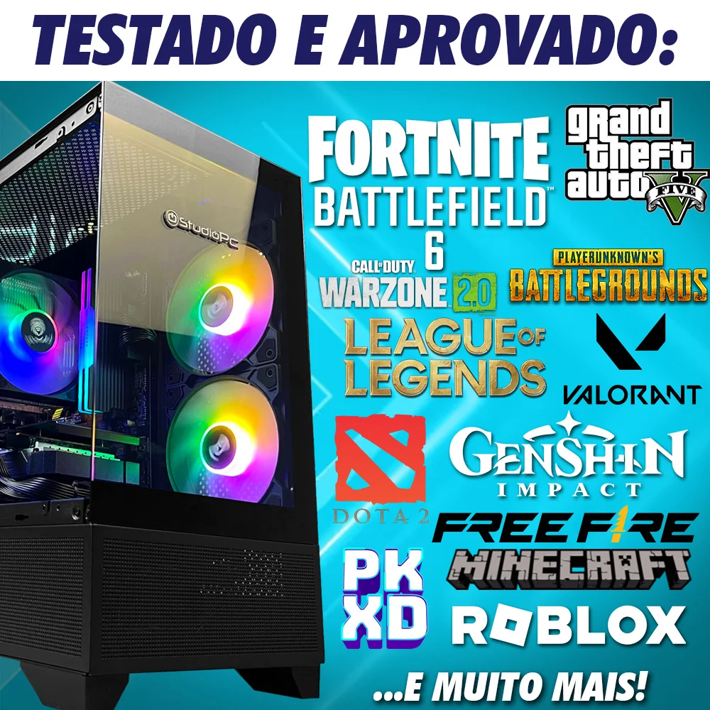 PC Gamer Studiopc Avant, Preto, Ryzen 5 5500, Placa De Vídeo Rx 6600 8GB, 16gb Ram, SSD 480GB, 500w - 9216435 - view 3