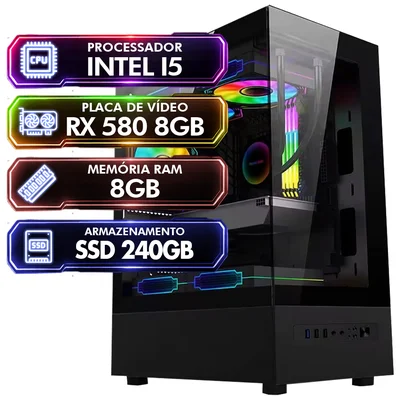 PC Gamer Studiopc Intel Core i5, Placa De Video Rx 580 8GB, 8GB Ram, SSD 240GB, Fonte 500w - 6046381
