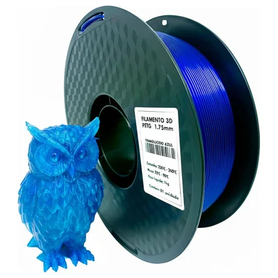 Filamento De Impressora 3d Petg Translúcido Azul 1.75mm 1kg Alta Resistência Bom Acabamento Masterprint Filamento 3d