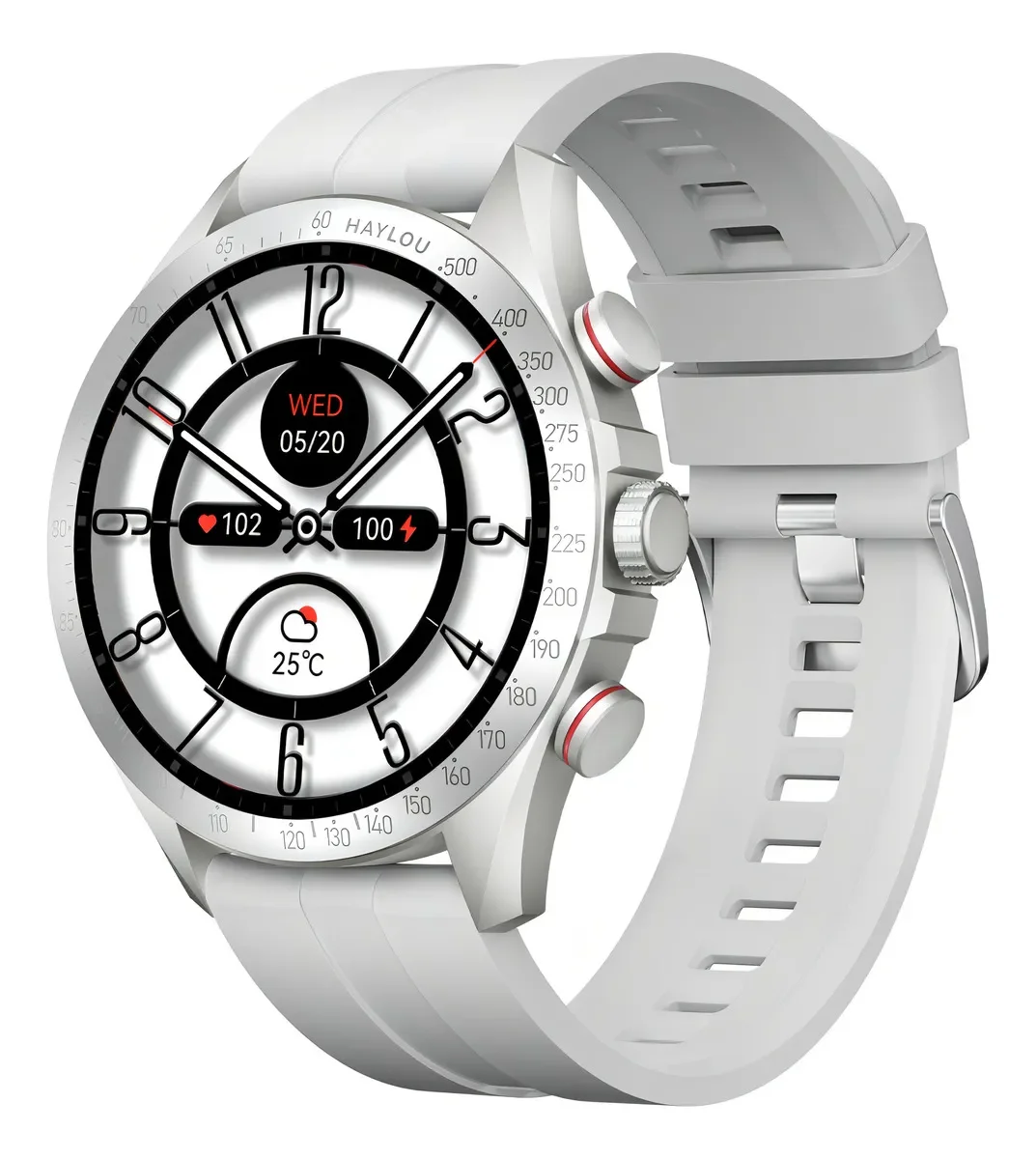 Smartwatch Haylou Solar Pro De 1,43" AmoLED Sports Screen, Estojo Prateado, Pulseira Prateada, Moldura Prateada