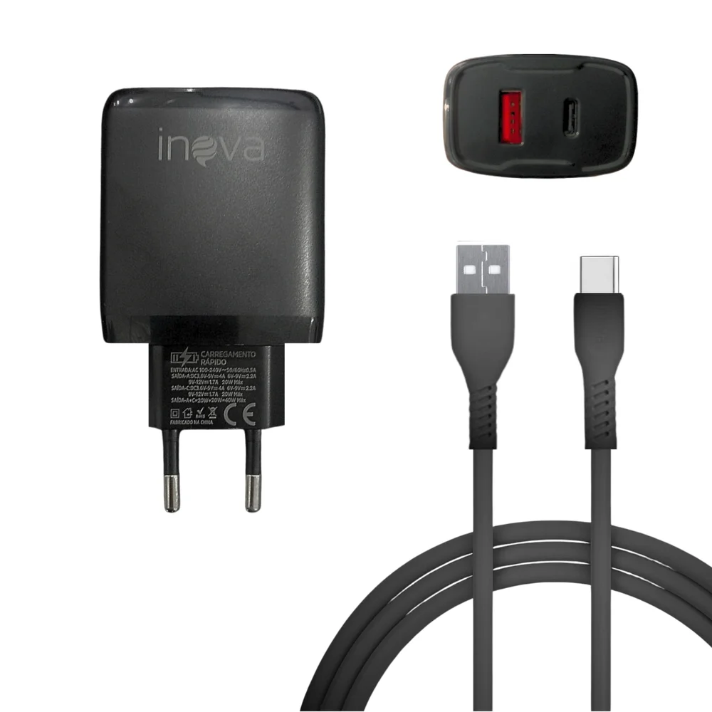 Imagem 2 de 3 do produto Carregador 40w Usb / Tipo-c Cabo Tipo-c De 1 Metro Inova