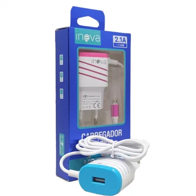 Carregador Completo Com Fio 2.1a Tipo V8 E 01 Porta Usb