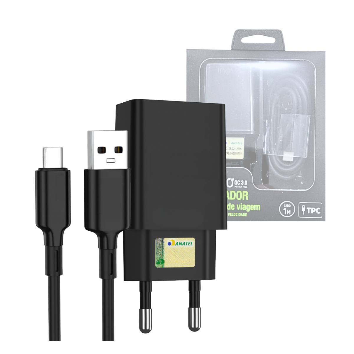 Carregador Completo Usb / Tipo-c Rápido 2.0 20w Inova