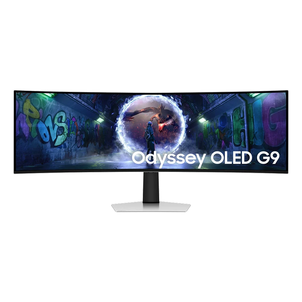 Monitor Samsung Odyssey OLED G9 49”, Dqhd , 240hz, 0.03ms, Ajuste De Altura, G-sync Prata Monitor Samsung Odyssey OLED G9 49”, Dqhd , 240hz, 0.03ms, Ajuste De Altura, G-sync Prata