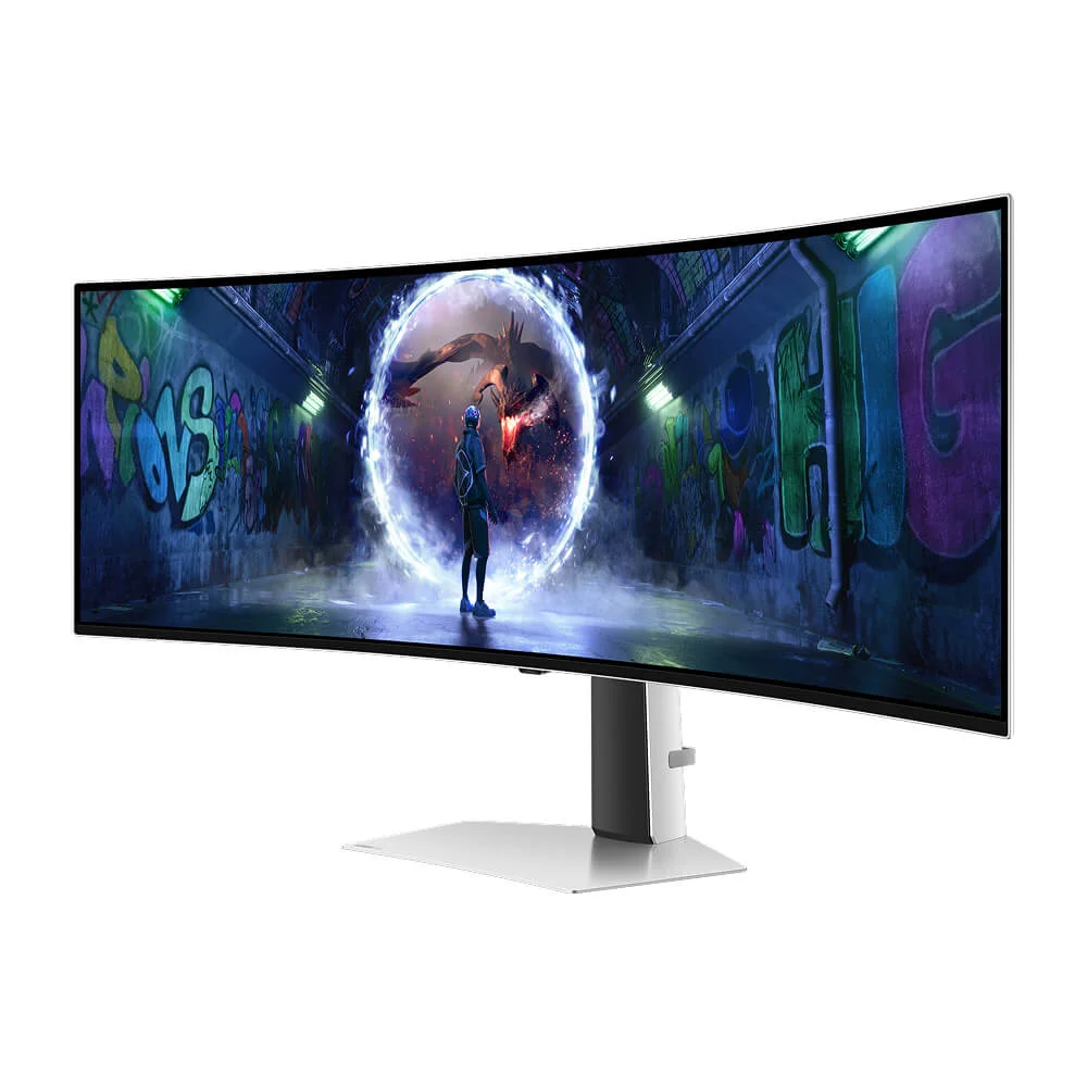 Monitor Samsung Odyssey OLED G9 49”, Dqhd , 240hz, 0.03ms, Ajuste De Altura, G-sync Prata Monitor Samsung Odyssey OLED G9 49”, Dqhd , 240hz, 0.03ms, Ajuste De Altura, G-sync Prata