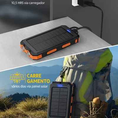 Carregador Portátil Power Bank Solar Usb Azul — foto 2