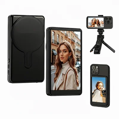 Tela Monitor De Selfie Vlog Para Celular Preto
