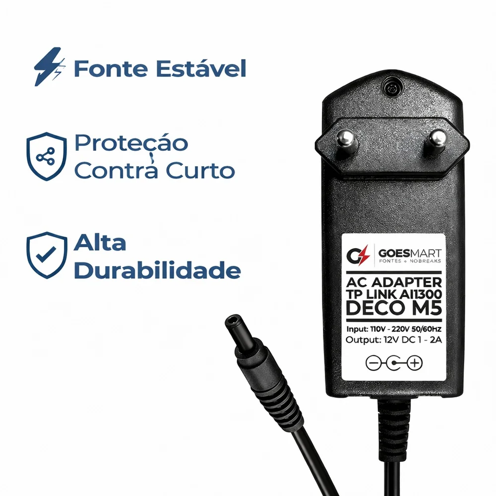 Imagem 2 de 5 do produto Fonte 12v 2a Para Tp-link Deco M5 Ac1300 Roteador Bivolt