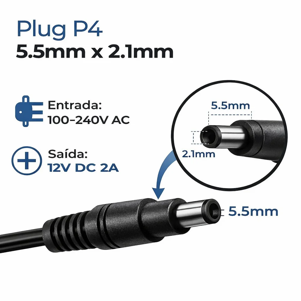 Imagem 4 de 5 do produto Fonte 12v 2a Para Tp-link Deco M5 Ac1300 Roteador Bivolt