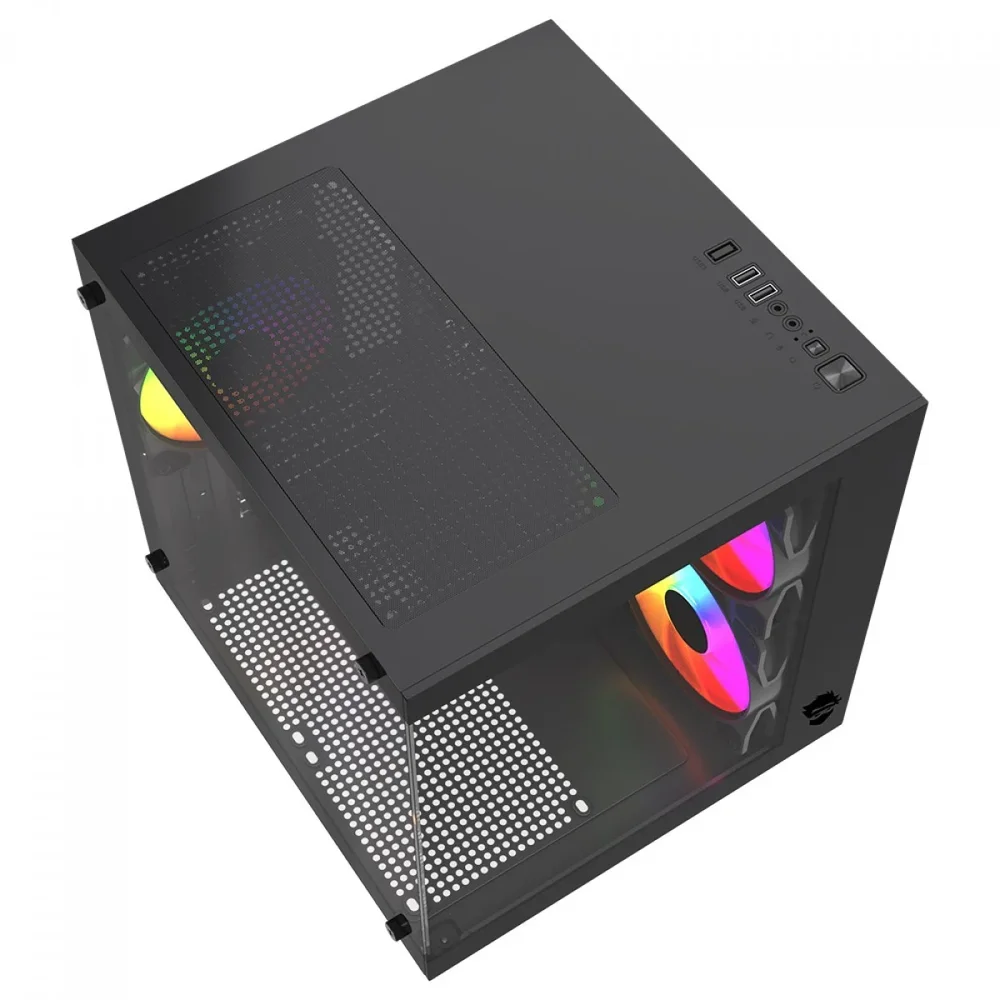 Imagem 2 de 5 do produto Gabinete Gamer Ninja Ryomaru, Mini Tower, Vidro Temperado, Matx, 3 Fans Rainbow, Preto, Gn-cs-rmmab3f