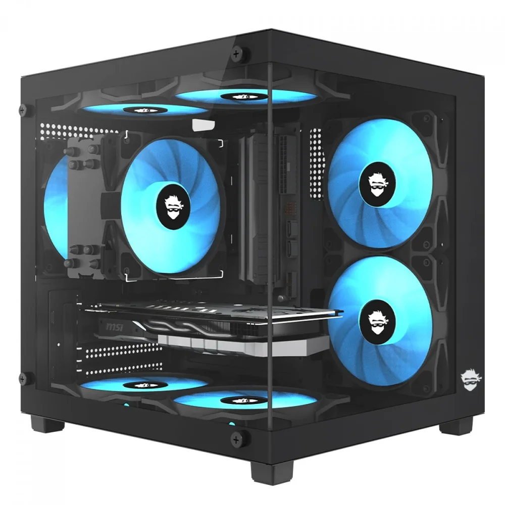 Imagem 3 de 5 do produto Gabinete Gamer Ninja Ryomaru, Mini Tower, Vidro Temperado, Matx, 3 Fans Rainbow, Preto, Gn-cs-rmmab3f