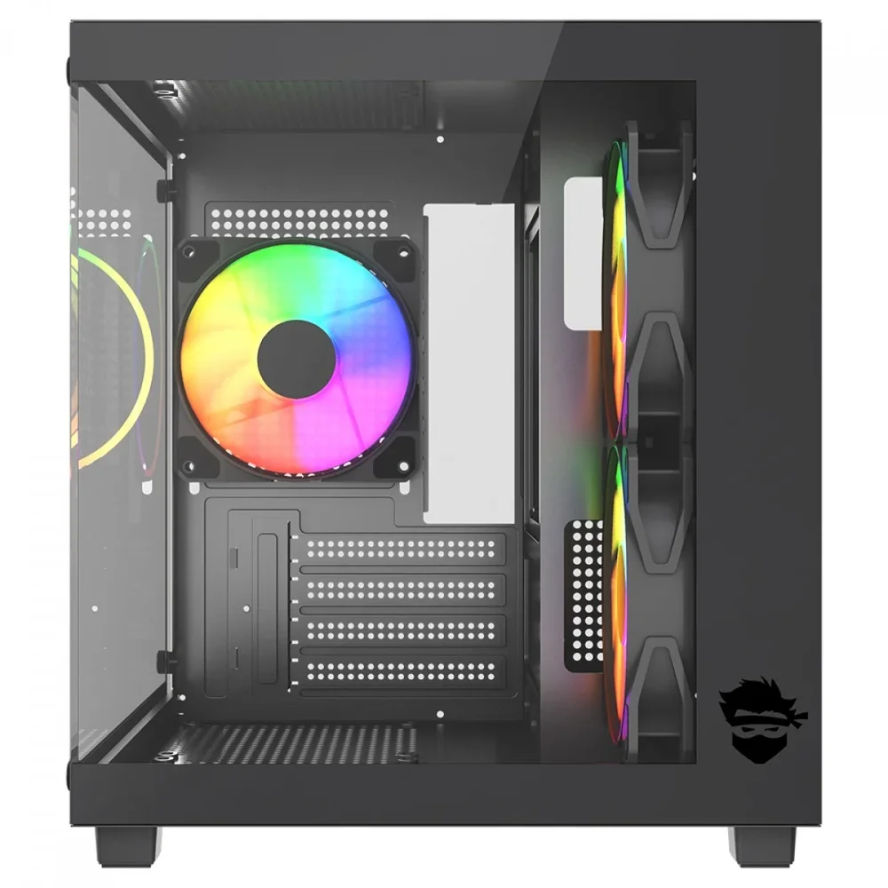 Imagem 4 de 5 do produto Gabinete Gamer Ninja Ryomaru, Mini Tower, Vidro Temperado, Matx, 3 Fans Rainbow, Preto, Gn-cs-rmmab3f
