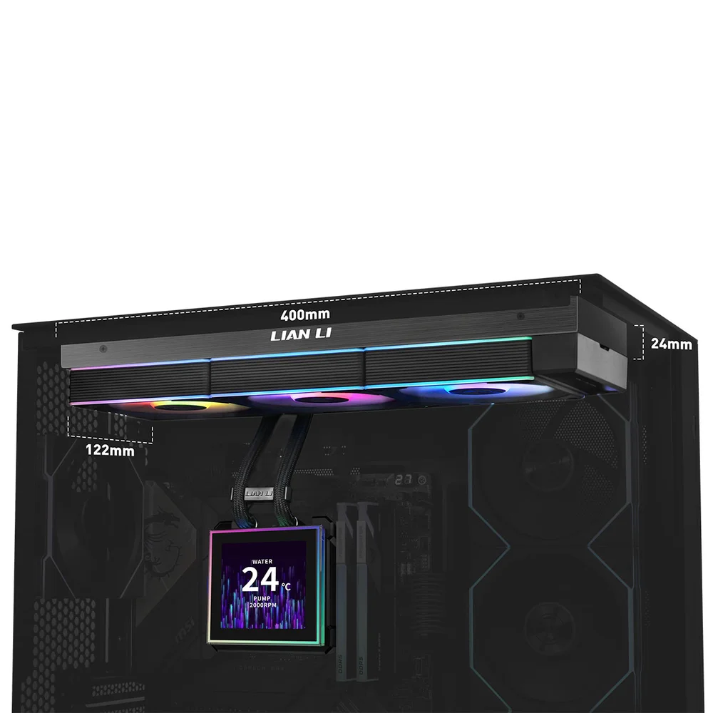 Imagem 3 de 5 do produto Water Cooler Lian Li Hydroshift Ii Lcd-s 360cl 360mm Amd/intel Com Display Preto Ghs2lcds36cb