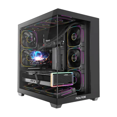 Gabinete Gamer Round5 Asuka Mid Tower Atx Sem Fans Preto