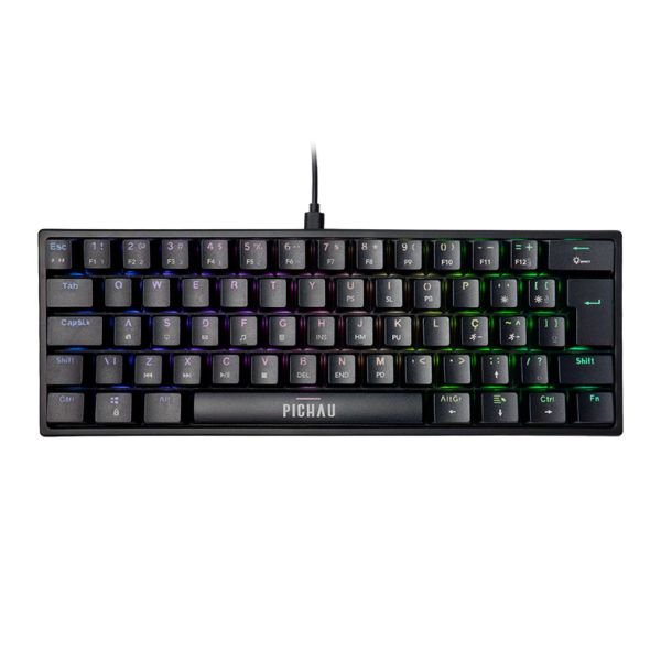 Teclado Mecanico Pichau Aurum V60, RGB, Pbt, Switch Huano Vermelho, Preto
