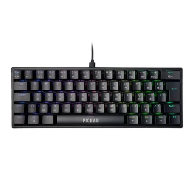 Teclado Mecanico Pichau Aurum V60, RGB, Pbt, Switch Huano Vermelho, Preto