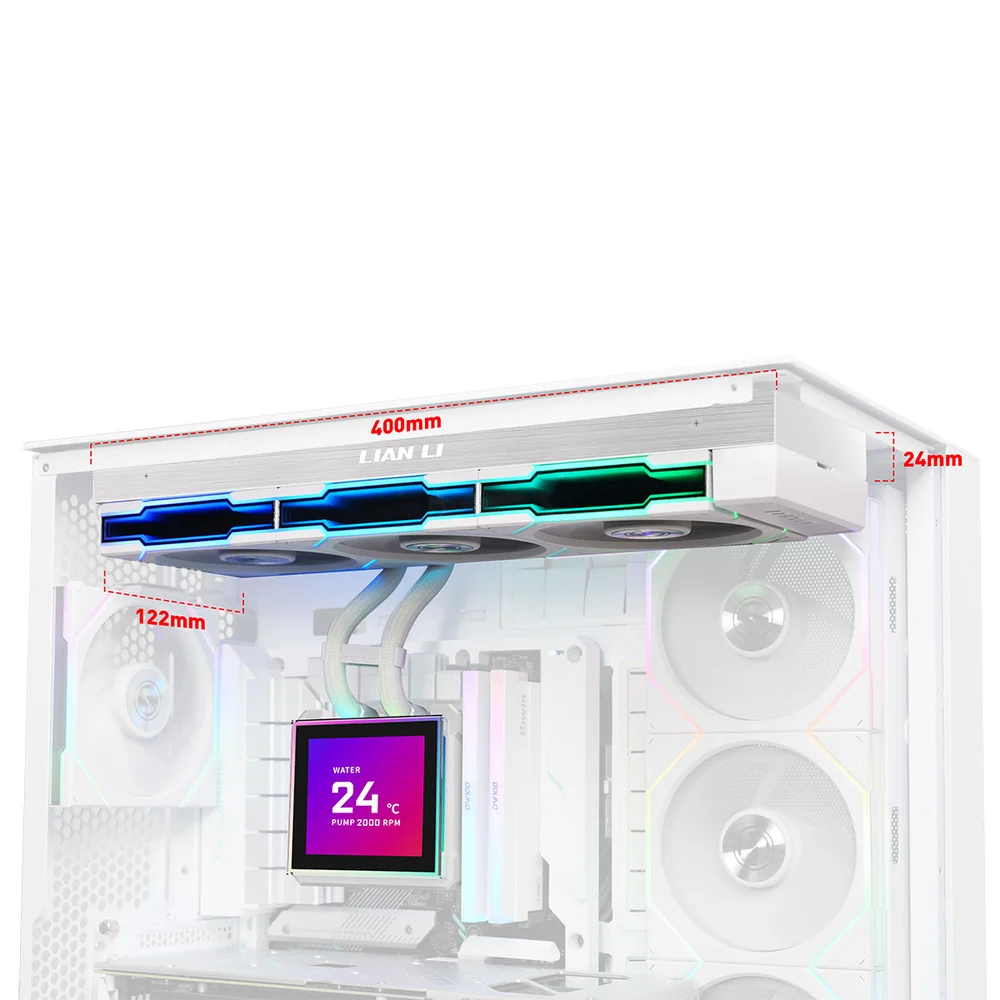 Imagem 5 de 5 do produto Water Cooler Lian Li Hydroshift Ii Lcd-s 360tl 360mm Amd/intel Com Display Branco Ghs2lcds36tw