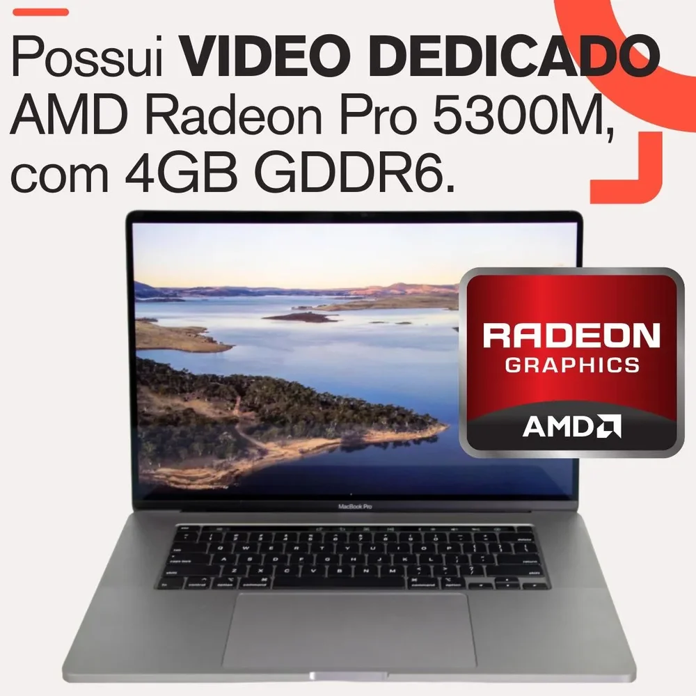 USADO - Apple MacBook Pro A2141 Intel Core i7 2019 SSD 500GB 16GB Radeon 5300M 16" Prateado USADO - Apple MacBook Pro A2141 Intel Core i7 2019 SSD 500GB 16GB Radeon 5300M 16" Prateado
