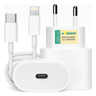 Carregador 30w Turbo Para Iphone 8 X Xr 11 12 13 14 Pro Max Fonte Usb C Homologado Cor Branca Premium