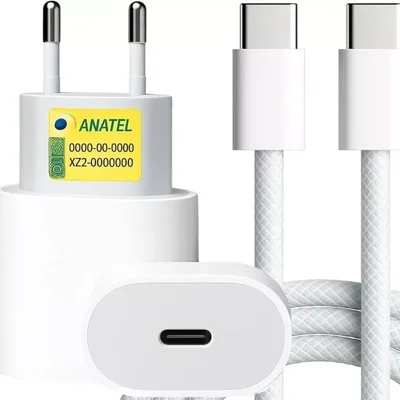 Carregador Super Turbo 30w Ultra Rápido Tipo C E Usb Com Carregamento Rápido + Cabo Tipo C Compatível Com Todos Aparelhos Type C Homologado