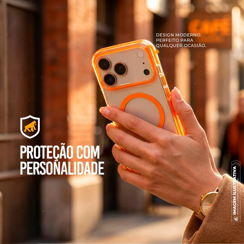Imagem 3 de 5 do produto Capa Para Iphone 17 Pro Max - Akroma Magsafe - Laranja - Gshield