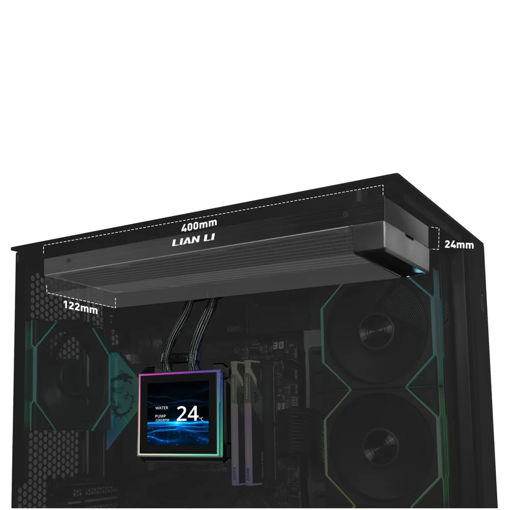 Imagem 4 de 5 do produto Water Cooler 360mm Lian Li Hydroshift Ii Lcd-s 360n, Display Lcd, S/ Fans, Black - Ghs2lcds36nb