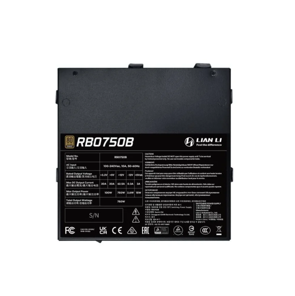 Imagem 5 de 5 do produto Fonte 750w 80 Plus Bronze Lian Li Rb Series, Atx 3.1, Black - Rb0750b Black Br