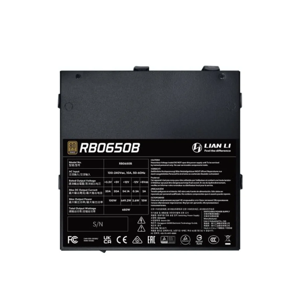 Imagem 3 de 5 do produto Fonte 650w 80 Plus Bronze Lian Li Rb Series, Atx 3.1, Black - Rb0650b Black Br