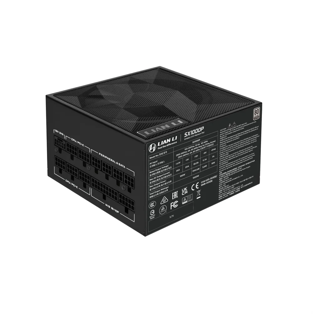 Imagem 3 de 5 do produto Fonte 1000w 80 Plus Platinum Lian Li Sx1000p, Atx 3.1, Full-modular, Black - Sx1000p Black Br