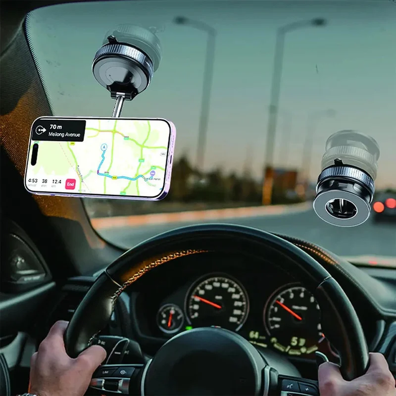 Imagem 3 de 5 do produto Suporte Veicular Magnético Base Giratória Ajustável Motoristas De Aplicativos Cor:preto