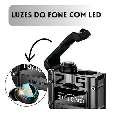 Fone Bluetooth M25 Sem Fio Gamer Caixa Powerbank LED 15