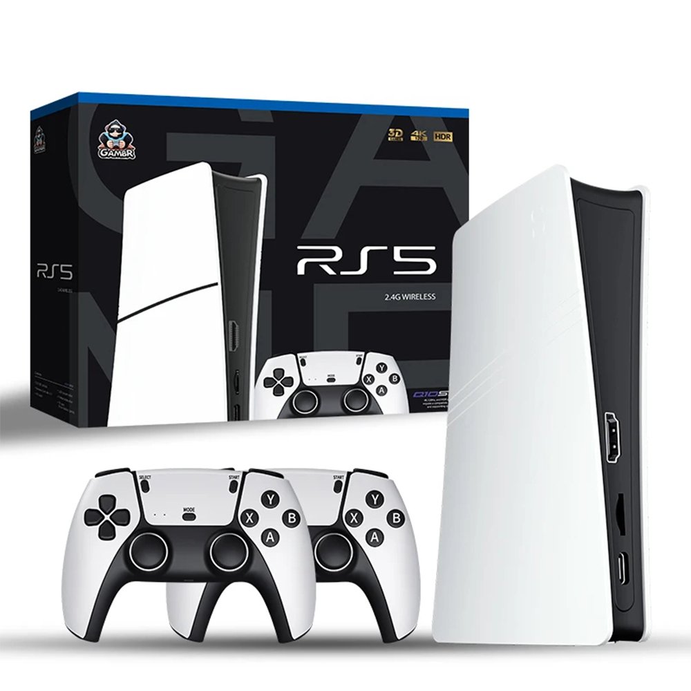 Console Gamer Rs5 Retrô 4k + 2 Controles Sem Fio | Até 30.000 Jogos | HDMI