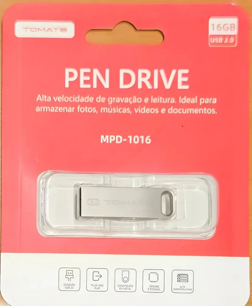 Imagem 4 de 5 do produto Mpd-1016 Pendrive 16gb Tomate Ultra Rápido Compacto Tomate
