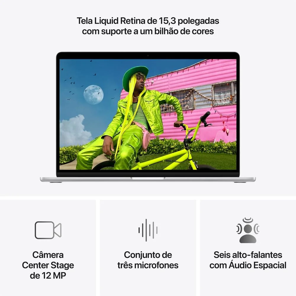 Macbook Air 15" M5, Cpu 10 Núcleos E Gpu 10 Núcleos, 16gb Ram, 1TB SSD - Prateado