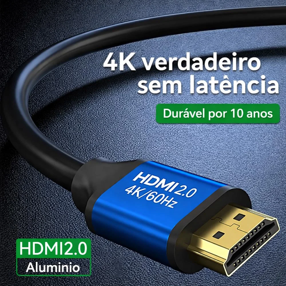 Imagem 4 de 5 do produto Cabo HDMI 2.0 4k 60hz Hdr Ultra Hd Alta Velocidade 18GBps Tamanho:15m