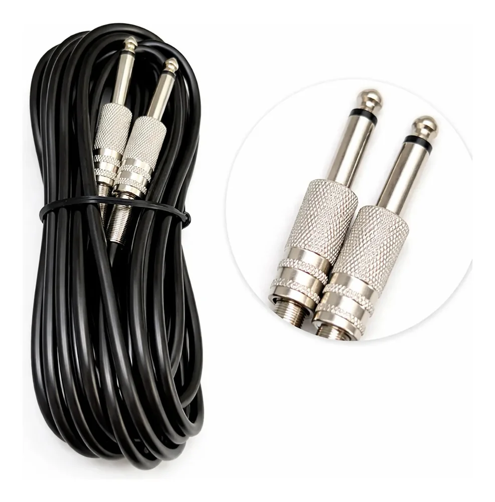 Imagem 5 de 5 do produto Cabo P10 X P10 Macho 5 Metros Conetor Qualidade Emborrachado