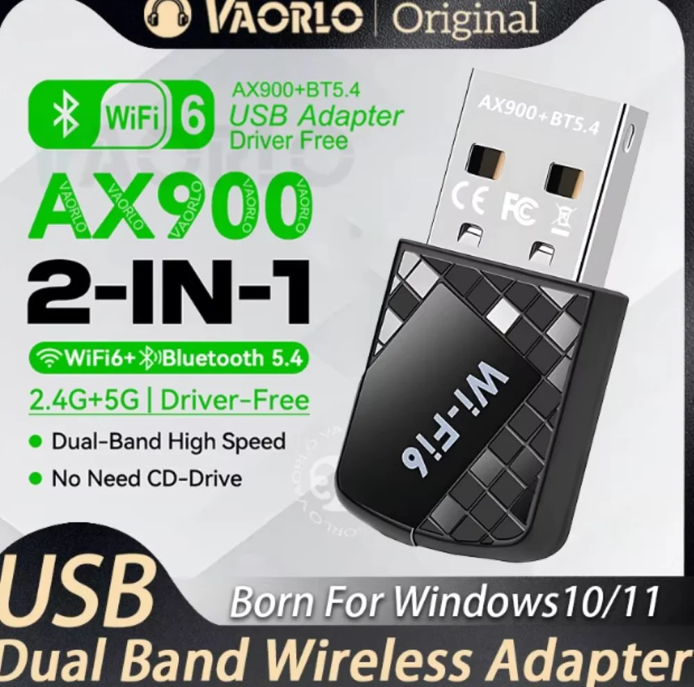 Imagem 4 de 5 do produto adaptador wifi usb 6 ax900 + bluetooth 5.4  rápido e estável para pc/notebook