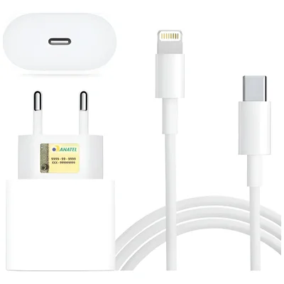 Kit Carregador Fonte Cabo Super Turbo 30w Lightning Branco
