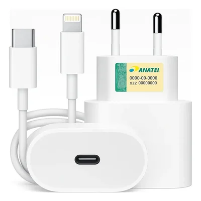 Carregador Turbo 30w Compatível Iphone 7 8 X Xr Xs 11 12 13 14 Pro Max Plus Ipad Ios Cabo Usb-c Lightning