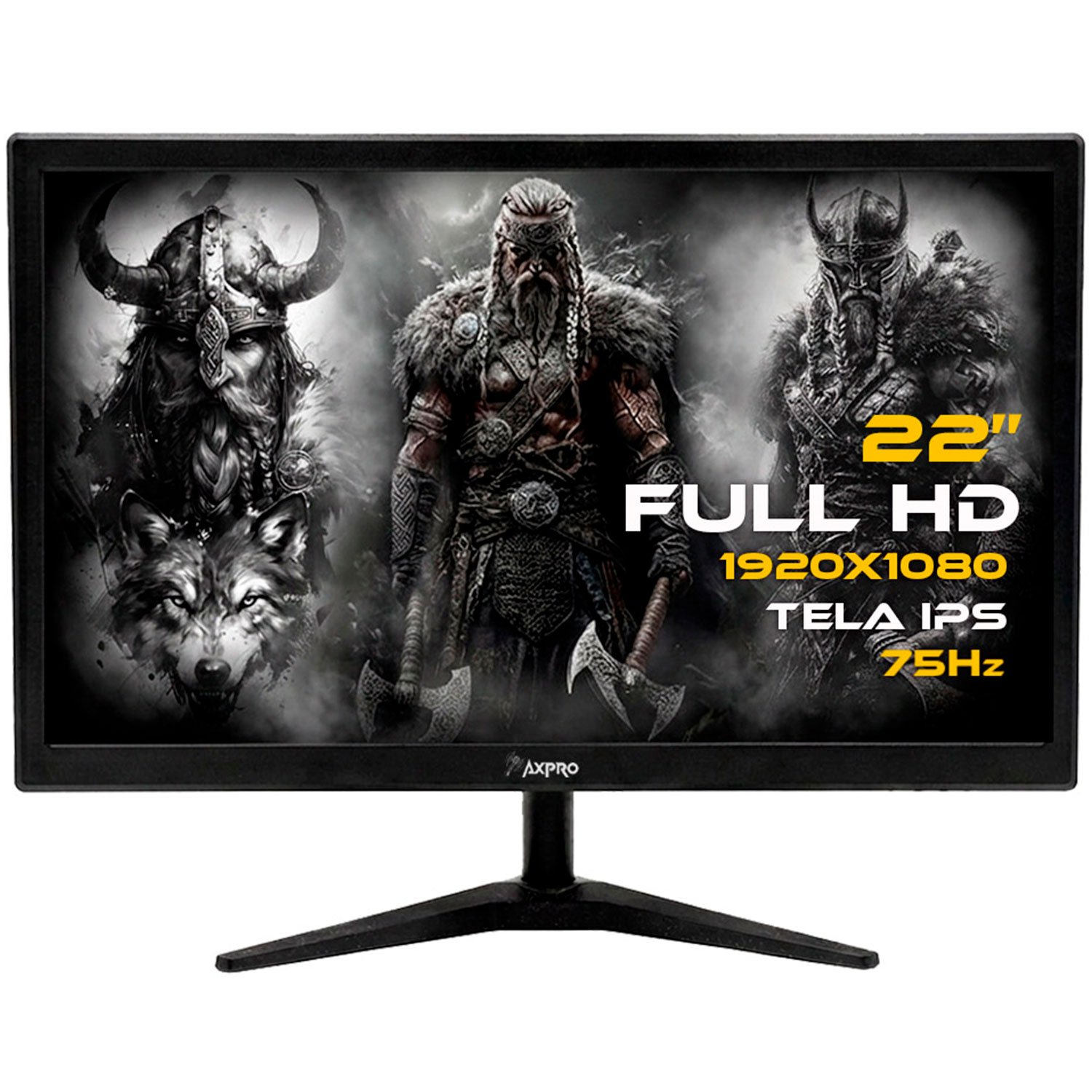 Monitor LED Axpro 22'', Full Hd 1920x1080, HDMI, Vga, Vesa, 75hz, Tela Ips, Bivolt - Ax-22