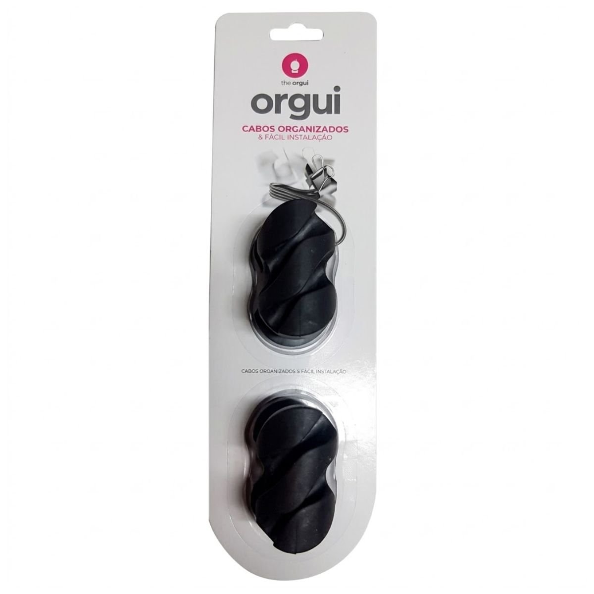 Organizador De Cabos Orgui Com 2 Unidades Preto