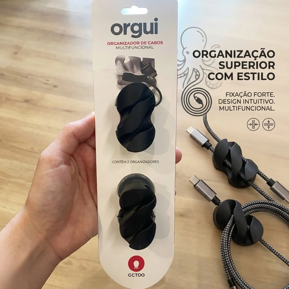 Imagem 2 de 5 do produto Organizador De Cabos Orgui Com 2 Unidades Preto